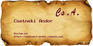 Csetneki Andor névjegykártya